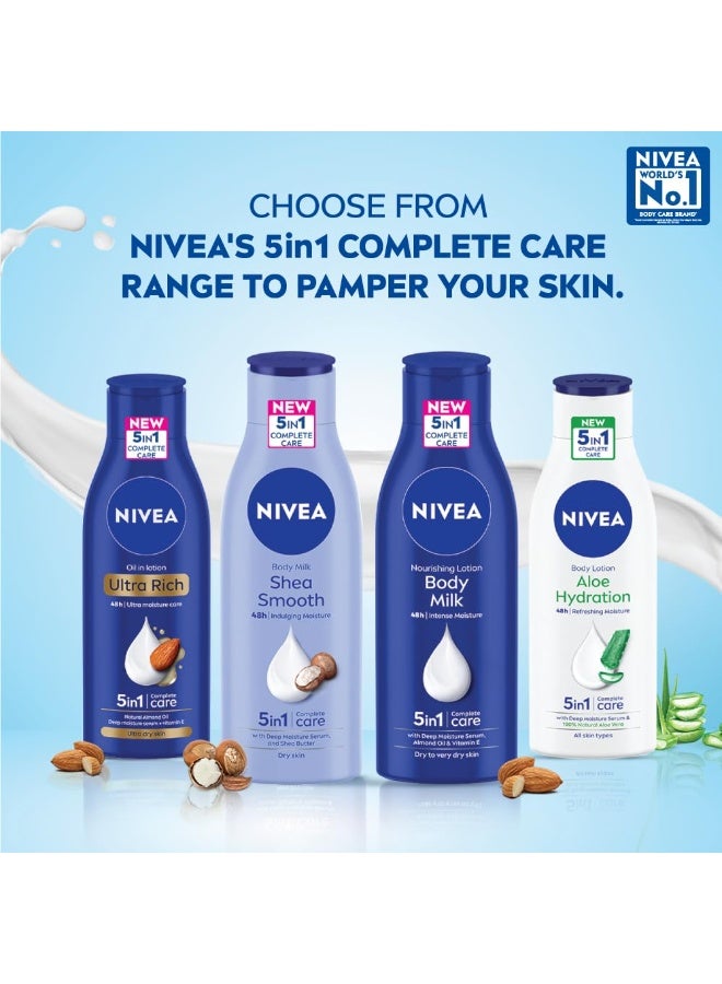 نيفيا لوشن الجسم نيفيا كاكاو المغذي بسعة 200 مل مع سيروم الترطيب العميق | ترطيب يدوم 48 ساعة | غني بزبدة الكاكاو وزيت جوز الهند | تركيبة غير دهنية لبشرة صحية المظهر | مناسب للبشرة شديدة الجفاف (عبوة من قطعتين) - Image 4